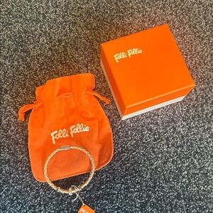 Folli Follie Tan leather braided Bracelet silver bead medium (small separately)